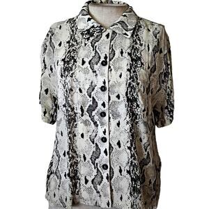 Stockholm Atelier Animal Print Short Sleeve Blouse Size 2